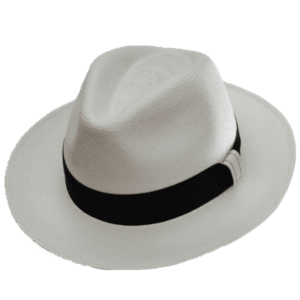 Sombrero Panamá blanco elegante con banda negra estilo clásico premium